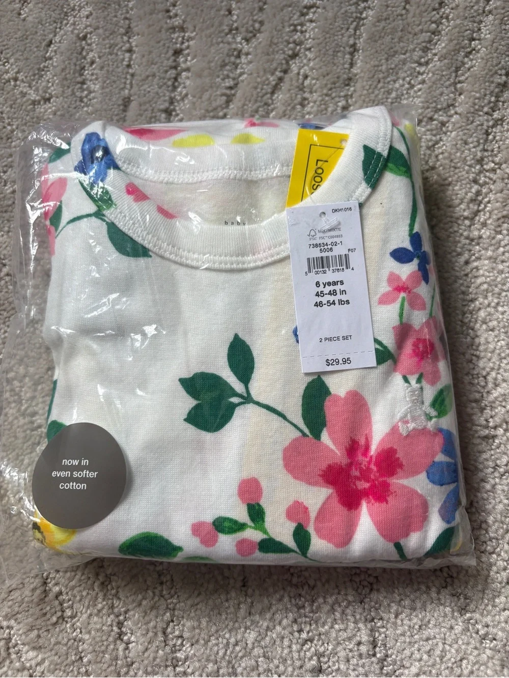 NEW GAP brushed cotton pajamas watercolor flowers